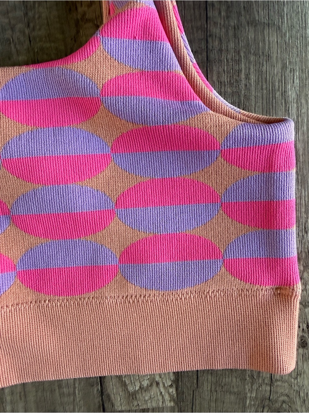 Fabletics Sports Bra Pink Dottie Geo Seamless Bra Low Impact Size Medium - Picture 3 of 6